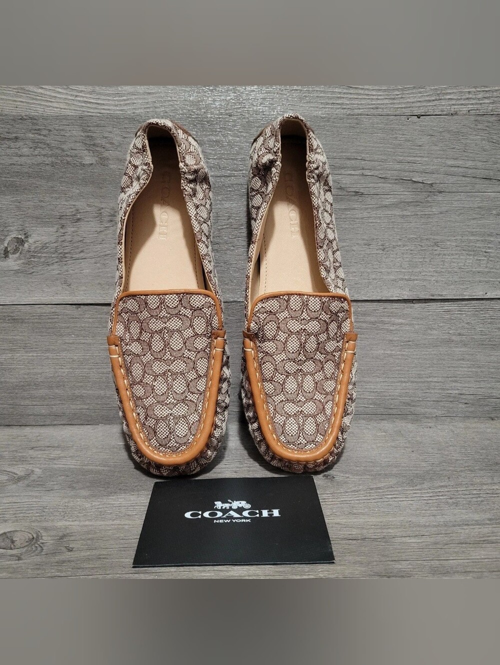 Coach Women's Size 8 C Ronnie Loafer Cocoa Jacquard Brown Shoes